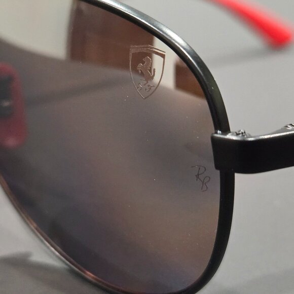 Ray Ban Scuderia Ferrari Silver Mirror Chromance Aviator Sunglasses RB8313M - Picture 12 of 16